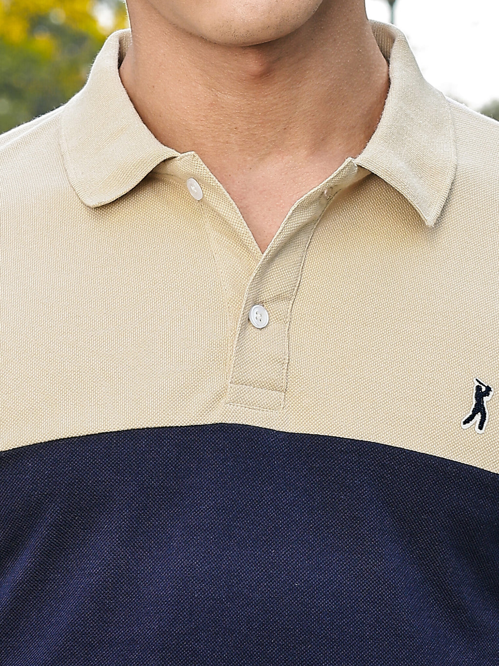 Thomas Scott Men Cream Regular Fit Short Sleeves Knitted Polo Collar Tshirt