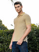 Thomas Scott Men Beige Regular Fit Short Sleeves Waffle Knitted Polo Collar Tshirt