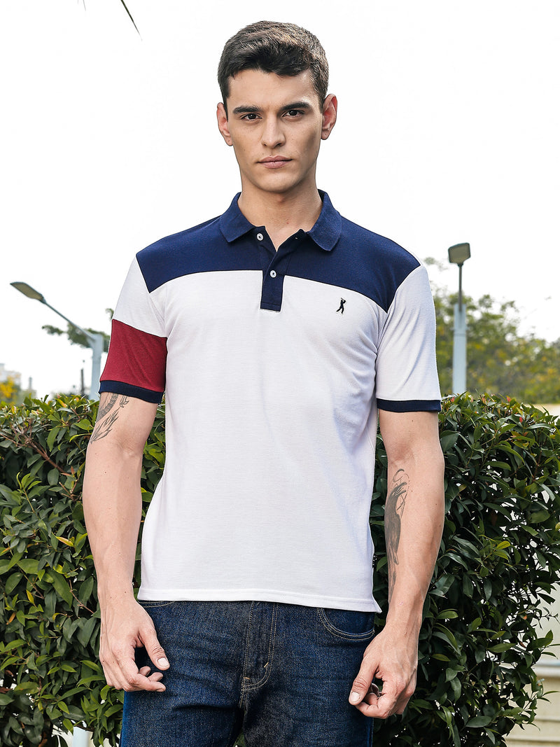 Thomas Scott Men Navy Regular Fit Short Sleeves Knitted Polo Collar Tshirt