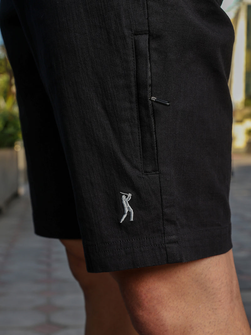 Thomas Scott Men Black Mid-Rise Slim Fit Solid Chino Shorts