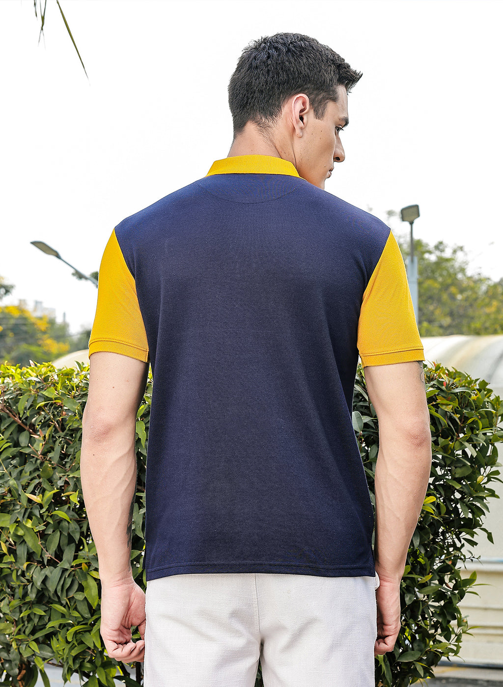 Thomas Scott Men Yellow Regular Fit Short Sleeves Knitted Polo Collar Tshirt