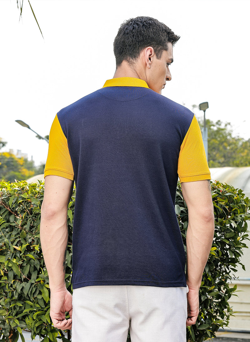 Thomas Scott Men Yellow Regular Fit Short Sleeves Knitted Polo Collar Tshirt