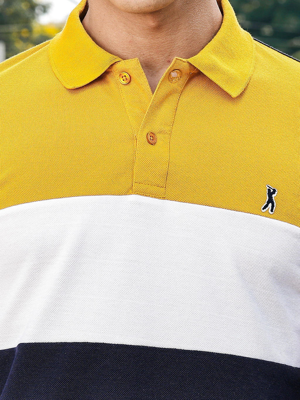 Thomas Scott Men Yellow Regular Fit Short Sleeves Knitted Polo Collar Tshirt