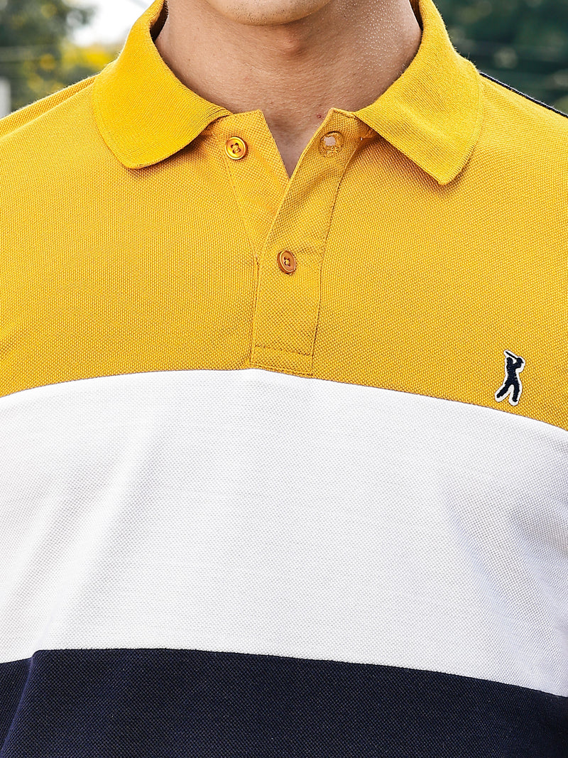 Thomas Scott Men Yellow Regular Fit Short Sleeves Knitted Polo Collar Tshirt