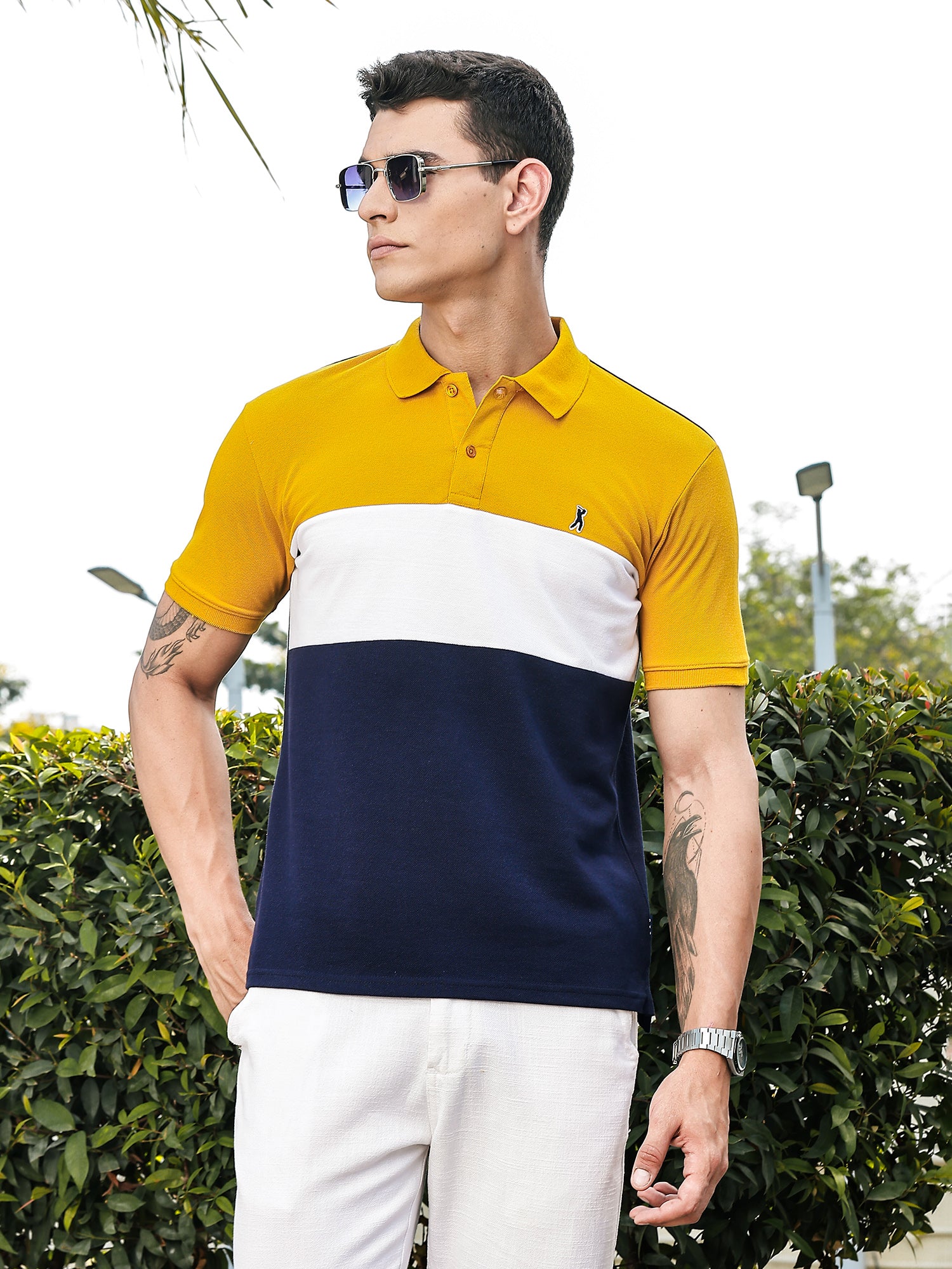 Thomas Scott Men Yellow Regular Fit Short Sleeves Knitted Polo Collar Tshirt