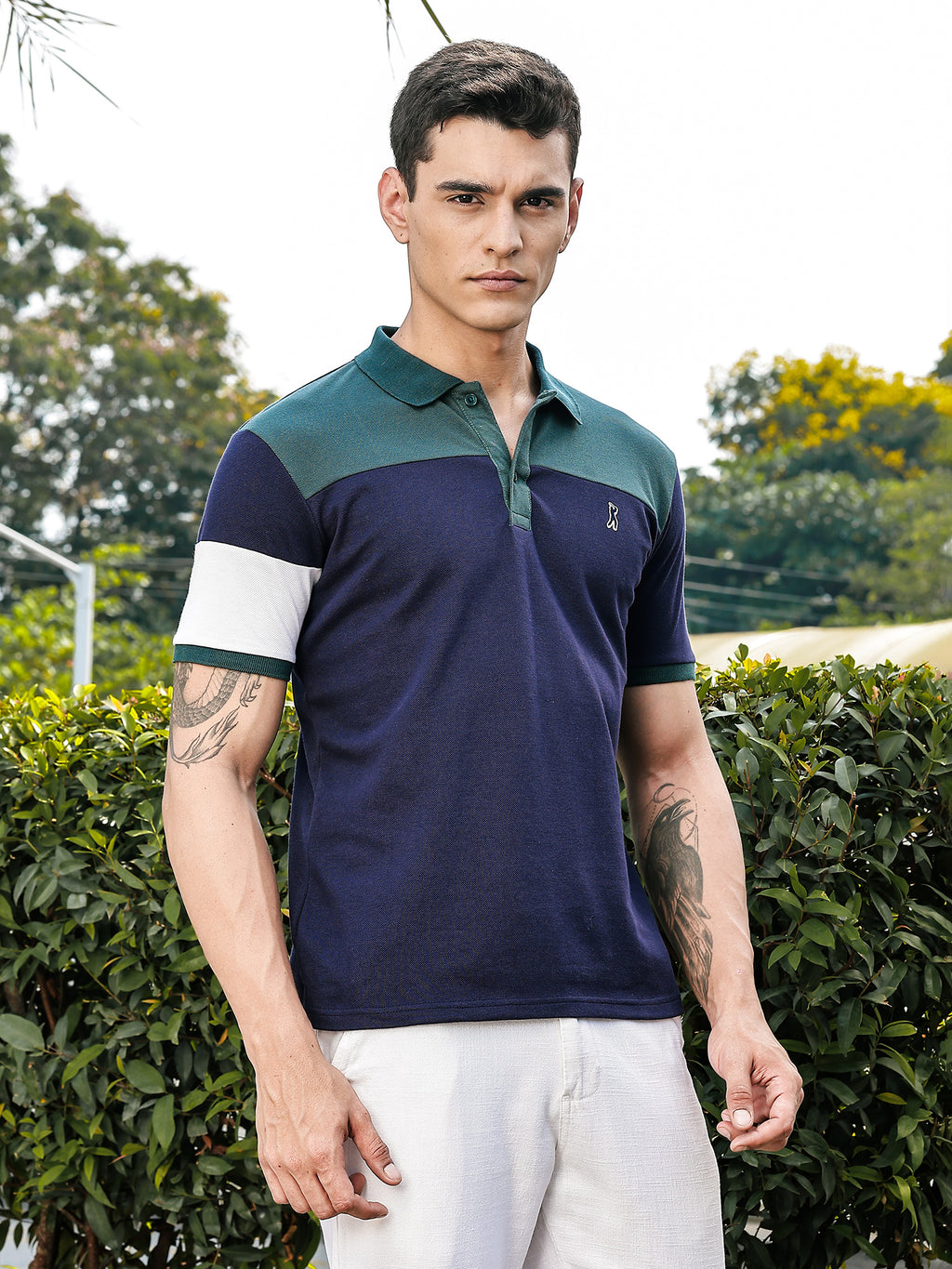 Thomas Scott Men BottleGreen Regular Fit Short Sleeves Knitted Polo Collar Tshirt