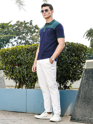 Thomas Scott Men BottleGreen Regular Fit Short Sleeves Knitted Polo Collar Tshirt