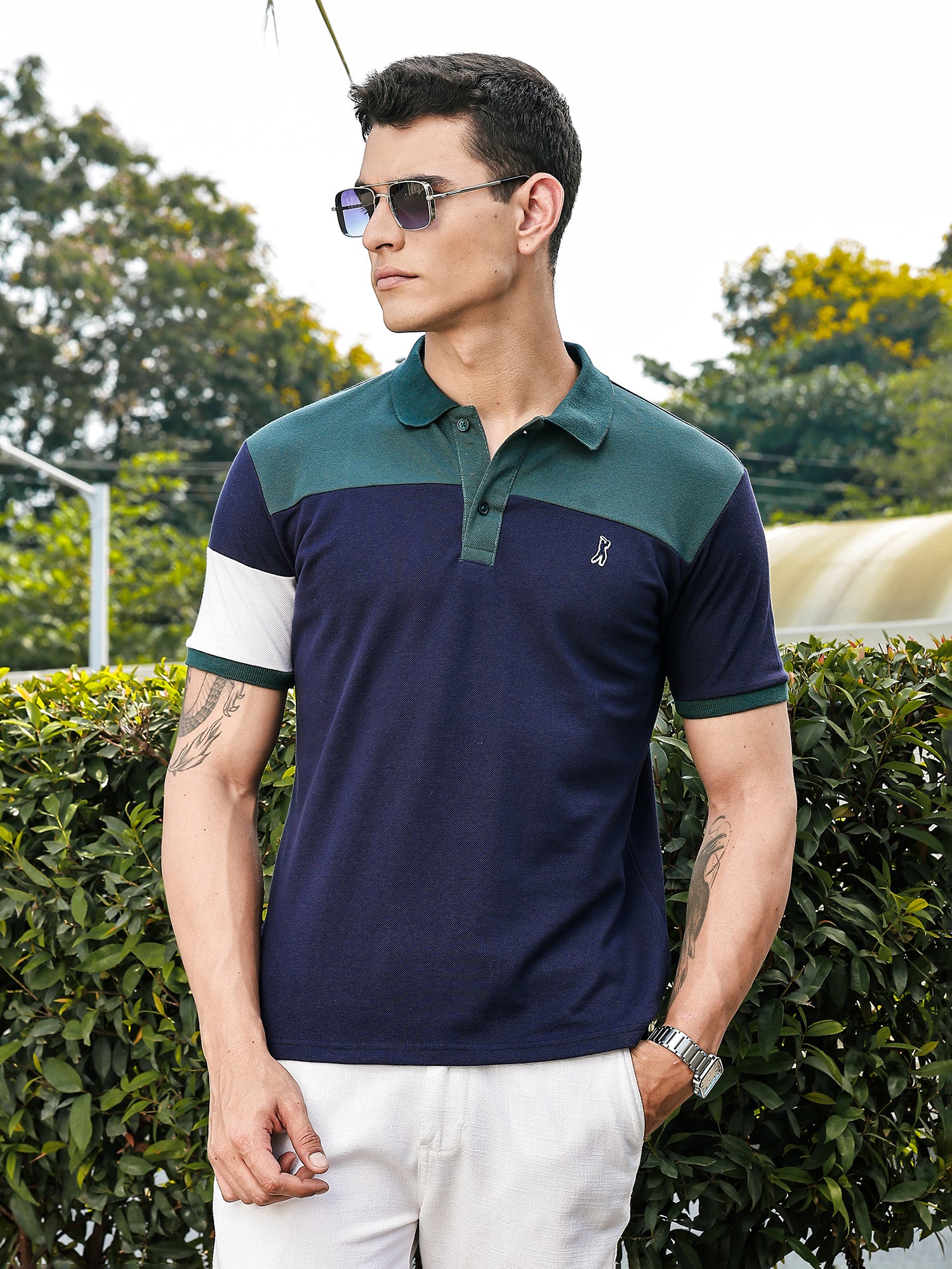 Thomas Scott Men BottleGreen Regular Fit Short Sleeves Knitted Polo Collar Tshirt