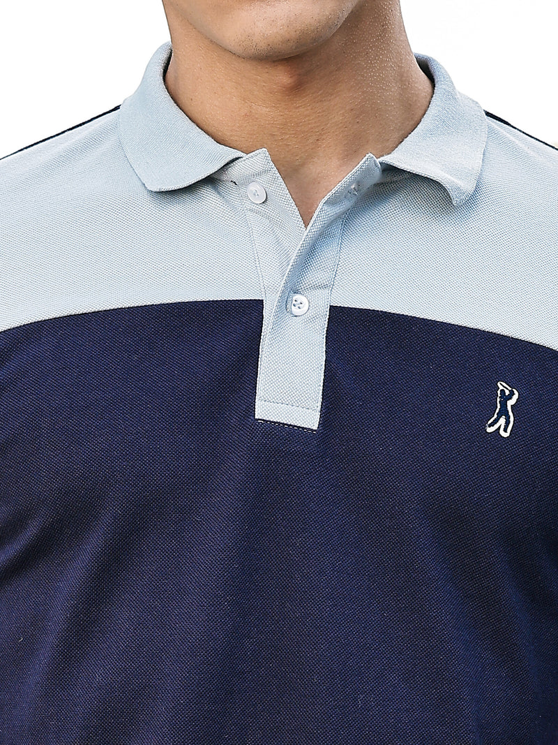 Thomas Scott Men IceBlue Regular Fit Short Sleeves Knitted Polo Collar Tshirt