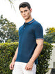 Thomas Scott Men Navy Regular Fit Short Sleeves Waffle Knitted Polo Collar Tshirt