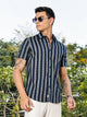 Thomas Scott Men Blue Slim Fit Short Sleeves Waffel Print Woven Casual Shirt