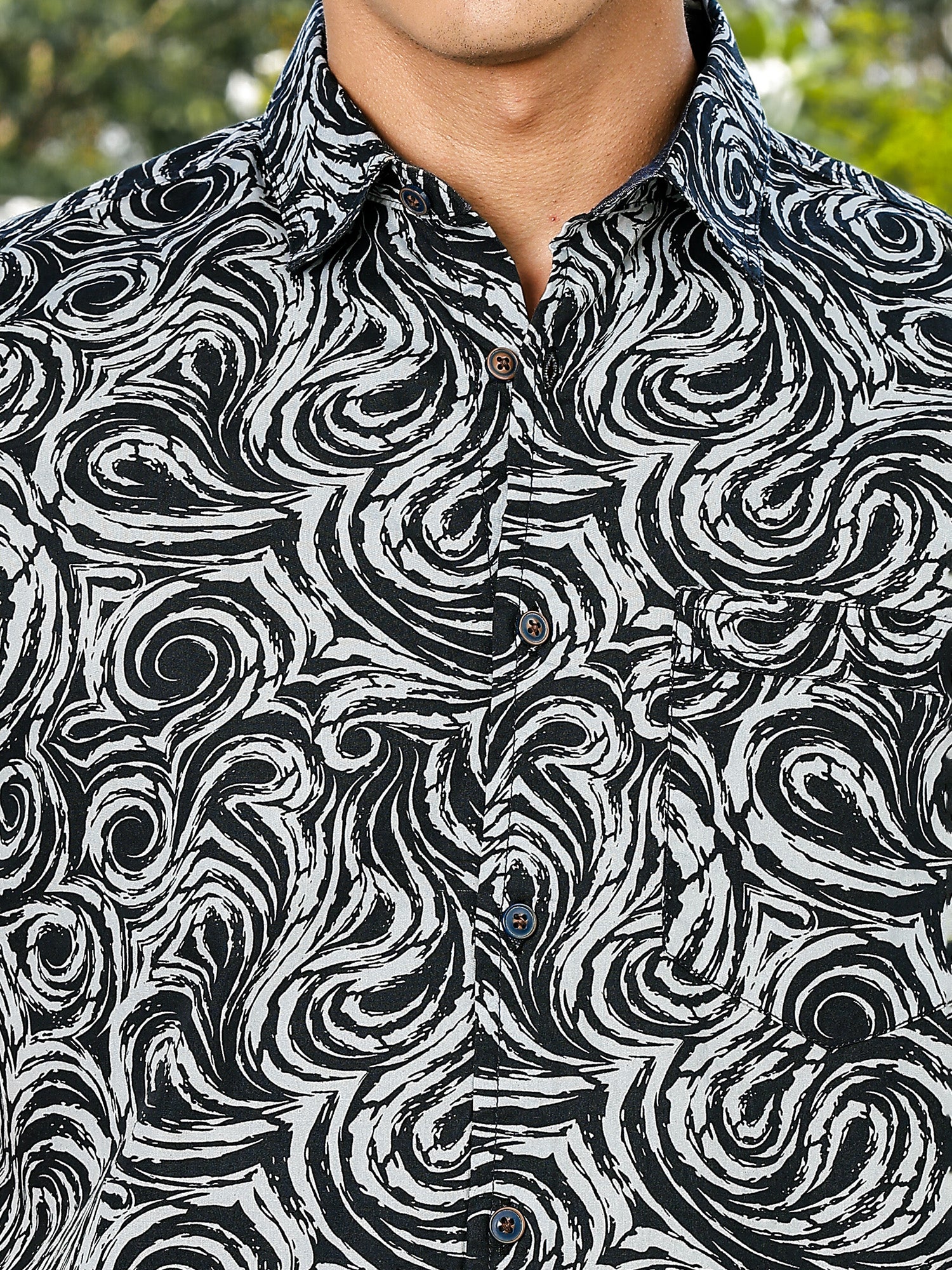 Thomas Scott Men Navy Slim Fit Short Sleeves Abstract Print Woven Casual Shirt