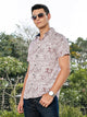 Red Slim Fit Short Sleeves Geometric Print Woven Casual Shirt For Men