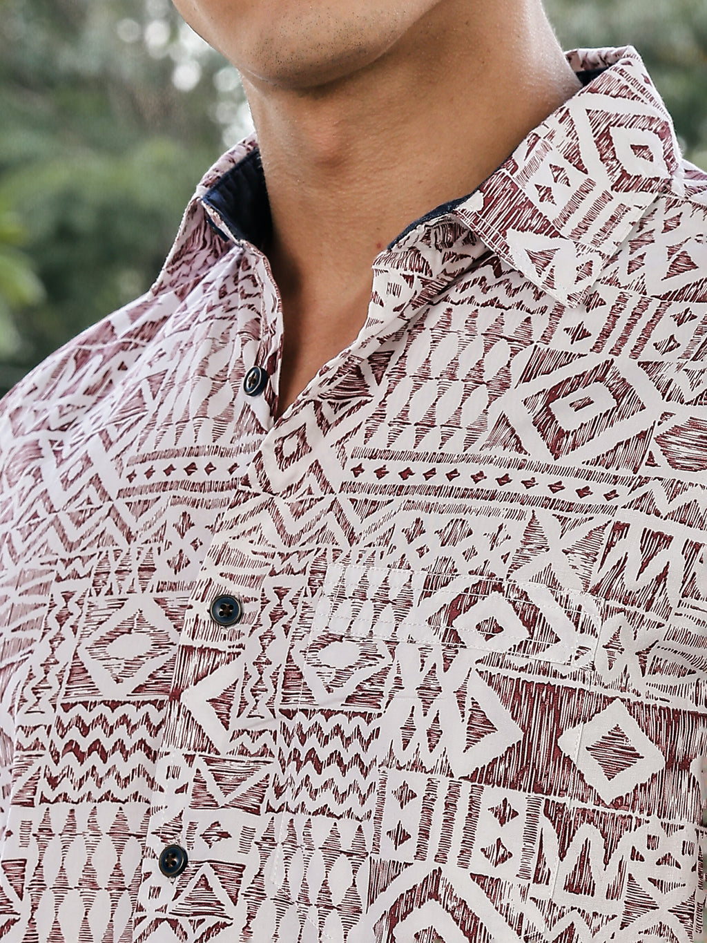 Thomas Scott Men Red Slim Fit Short Sleeves Geometric Print Woven Casual Shirt