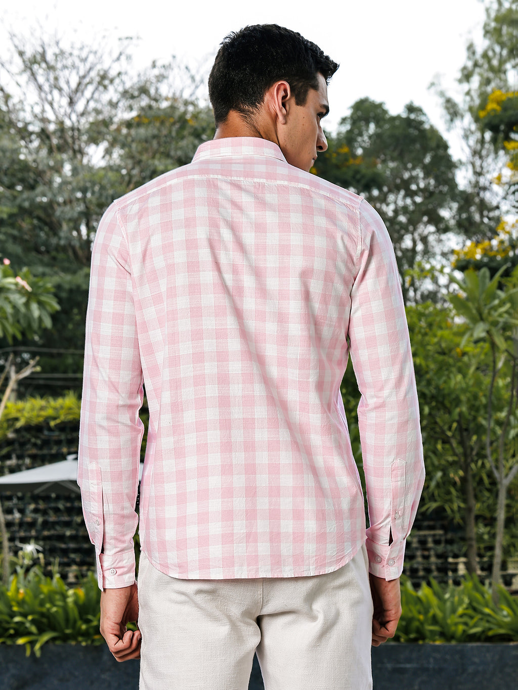 Thomas Scott Men Pink Slim Fit Long Sleeves Tartan Checks Casual Shirt