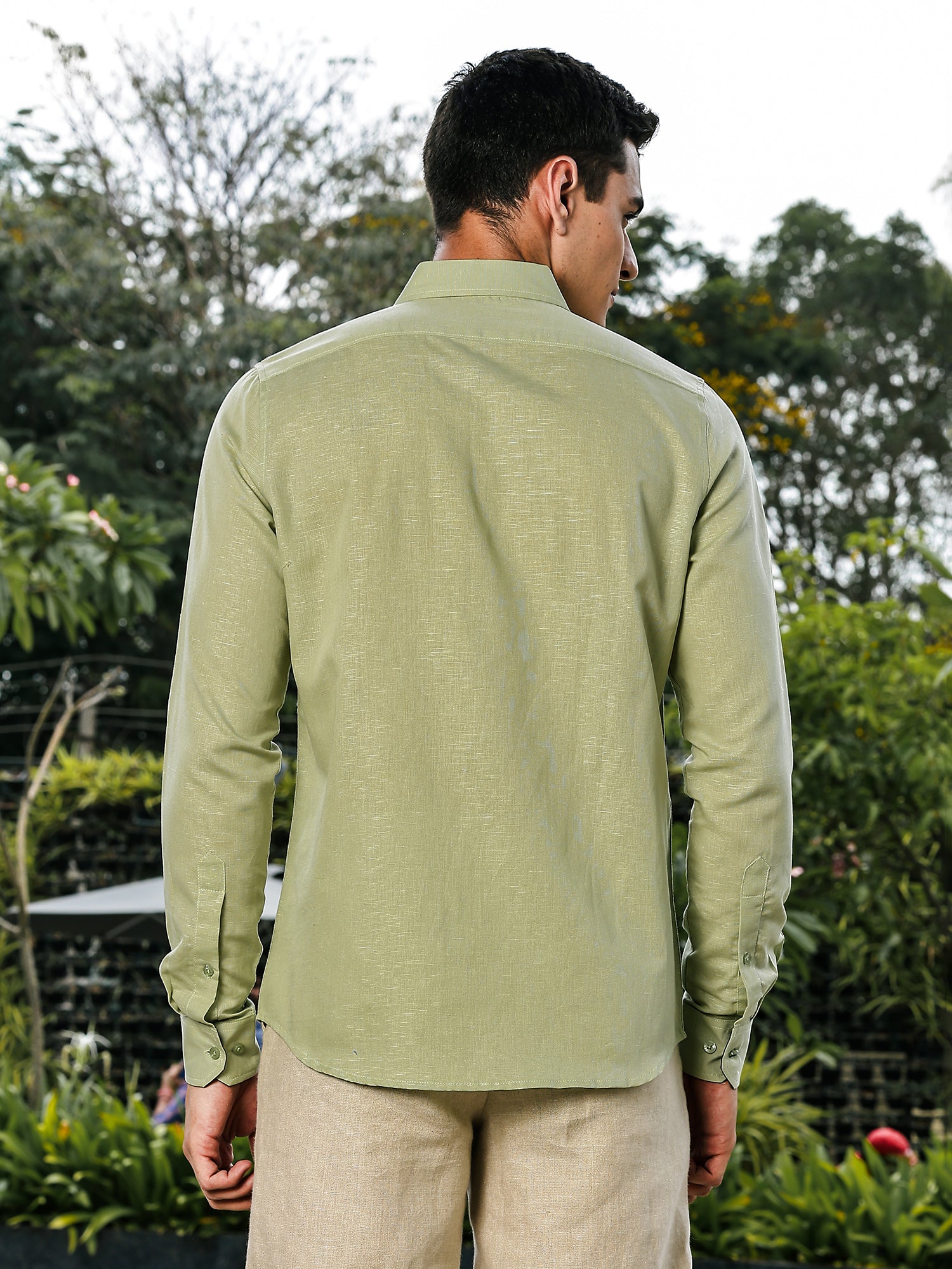 Thomas Scott Men Pista Slim Fit Long Sleeves Button-Down Collar Linen Casual Shirt
