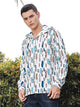 Thomas Scott Men White1 Slim Fit Long Sleeves Abstract Printed Linen Hodded Shirt