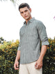 Thomas Scott Men BottleGreen Slim Fit Long Sleeves Spread Collar Linen Casual Shirt