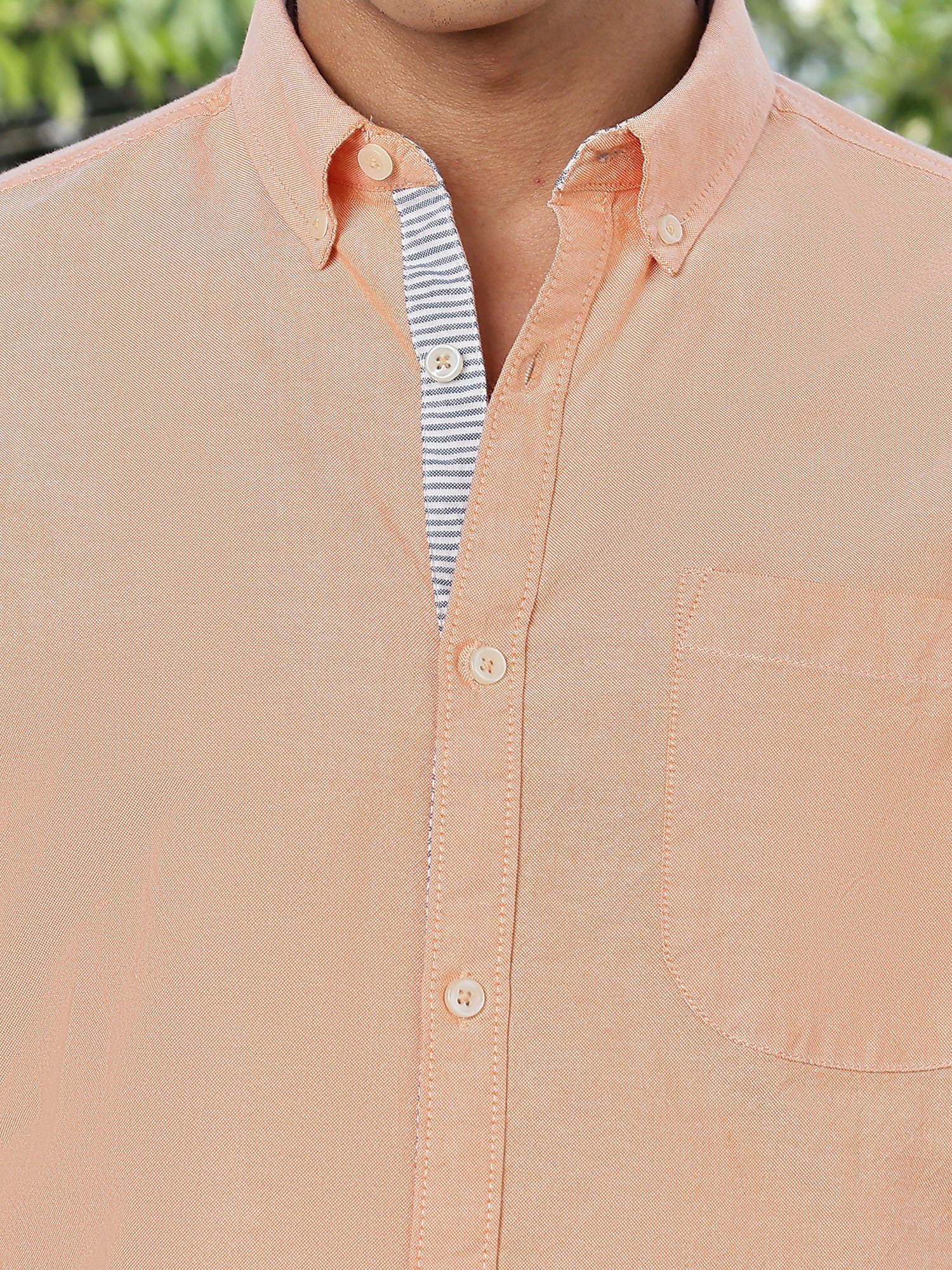 Thomas Scott Men Orange Slim Fit Long Sleeves Button-Down Collar Oxford Casual Shirt
