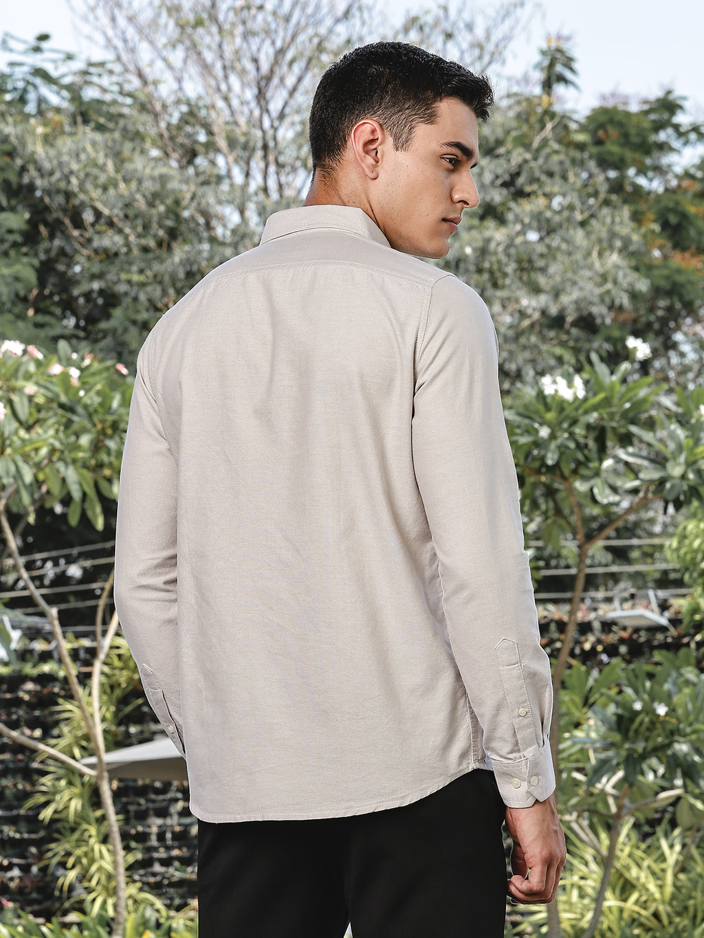 Thomas Scott Men Beige Slim Fit Long Sleeves Button-Down Collar Oxford Casual Shirt