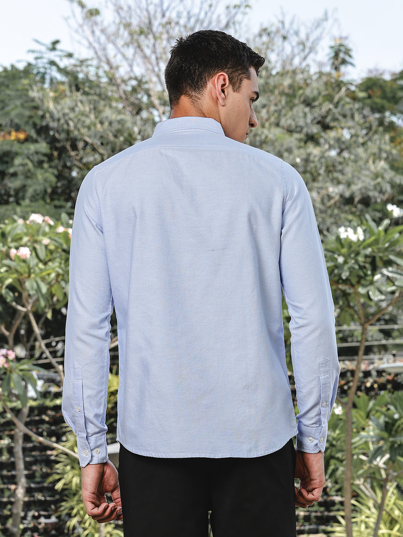 Thomas Scott Men SkyBlue Slim Fit Long Sleeves Button-Down Collar Oxford Casual Shirt