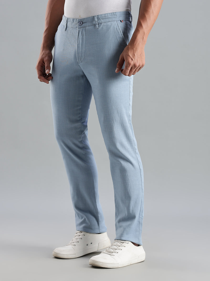 Thomas Scott Men Light Blue Mid-Rise Regular Fit Trouser