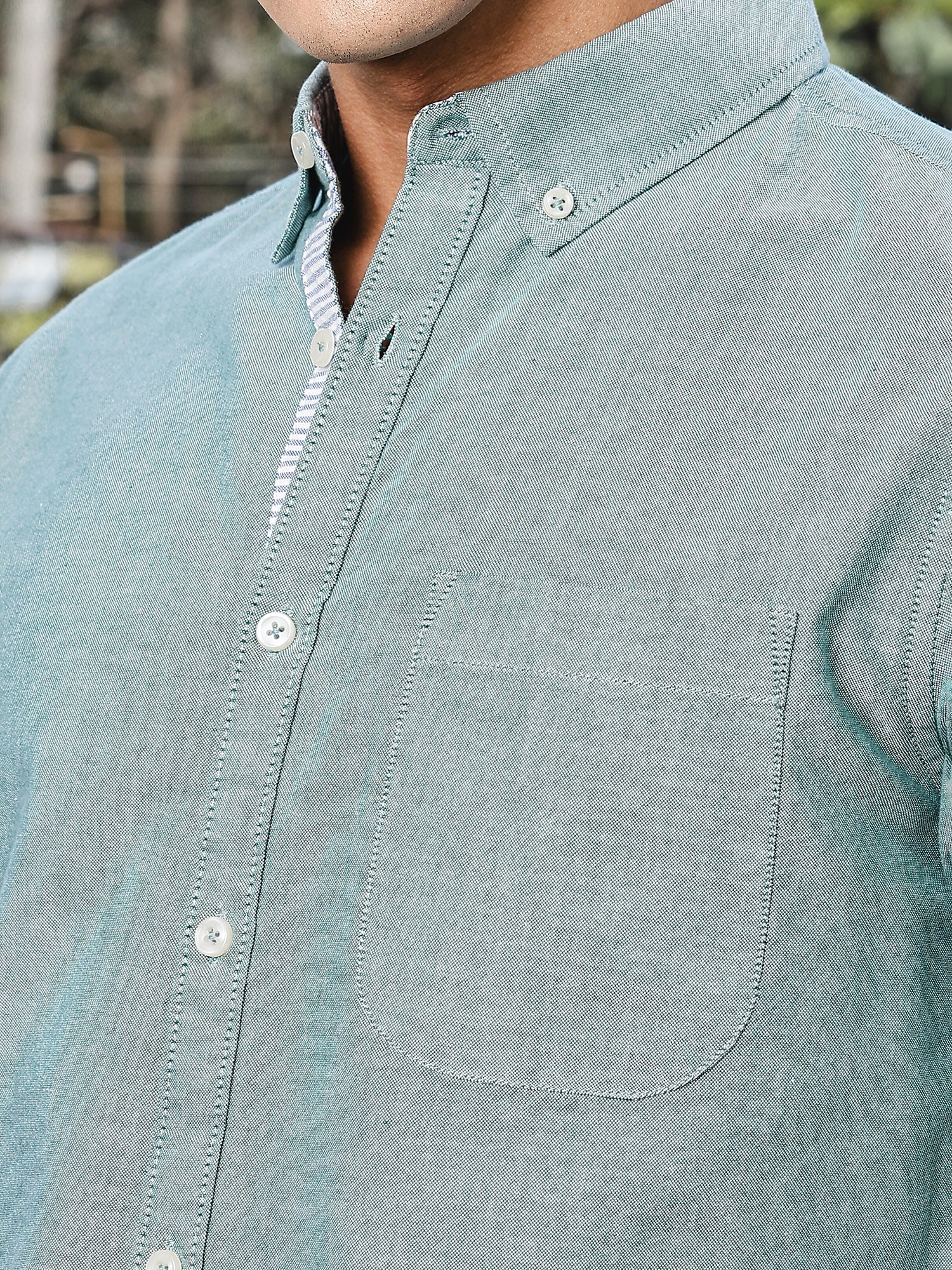 Thomas Scott Men DarkGreen Slim Fit Long Sleeves Button-Down Collar Oxford Casual Shirt