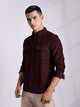 Thomas Scott Men Maroon Regular Fit Long Sleeves Cotton Corduroy Casual Shirt