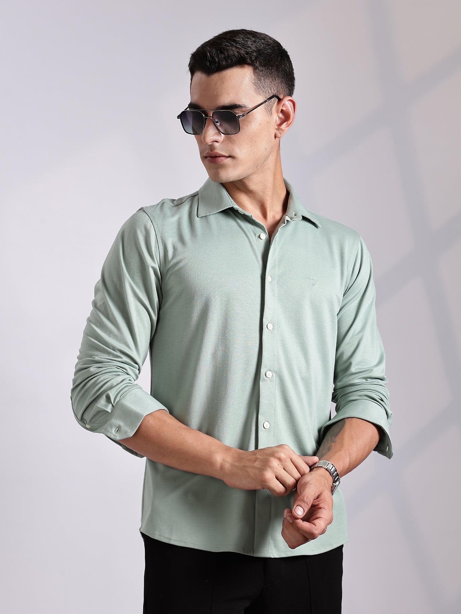 Thomas Scott Men Pista Slim Fit Long Sleeve Solid Knitted Casual Shirt