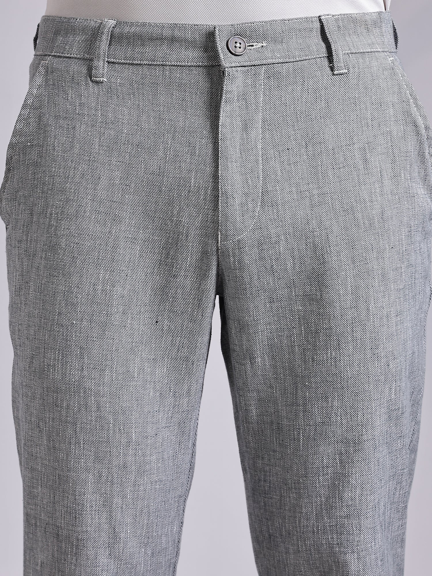 Thomas Scott Men Grey Mid-Rise Regular Fit Linen Chinos Trouser