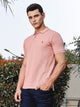 Thomas Scott Men Pink Regular Fit Short Sleeves Solid Polo Collar Knitted Tshirt