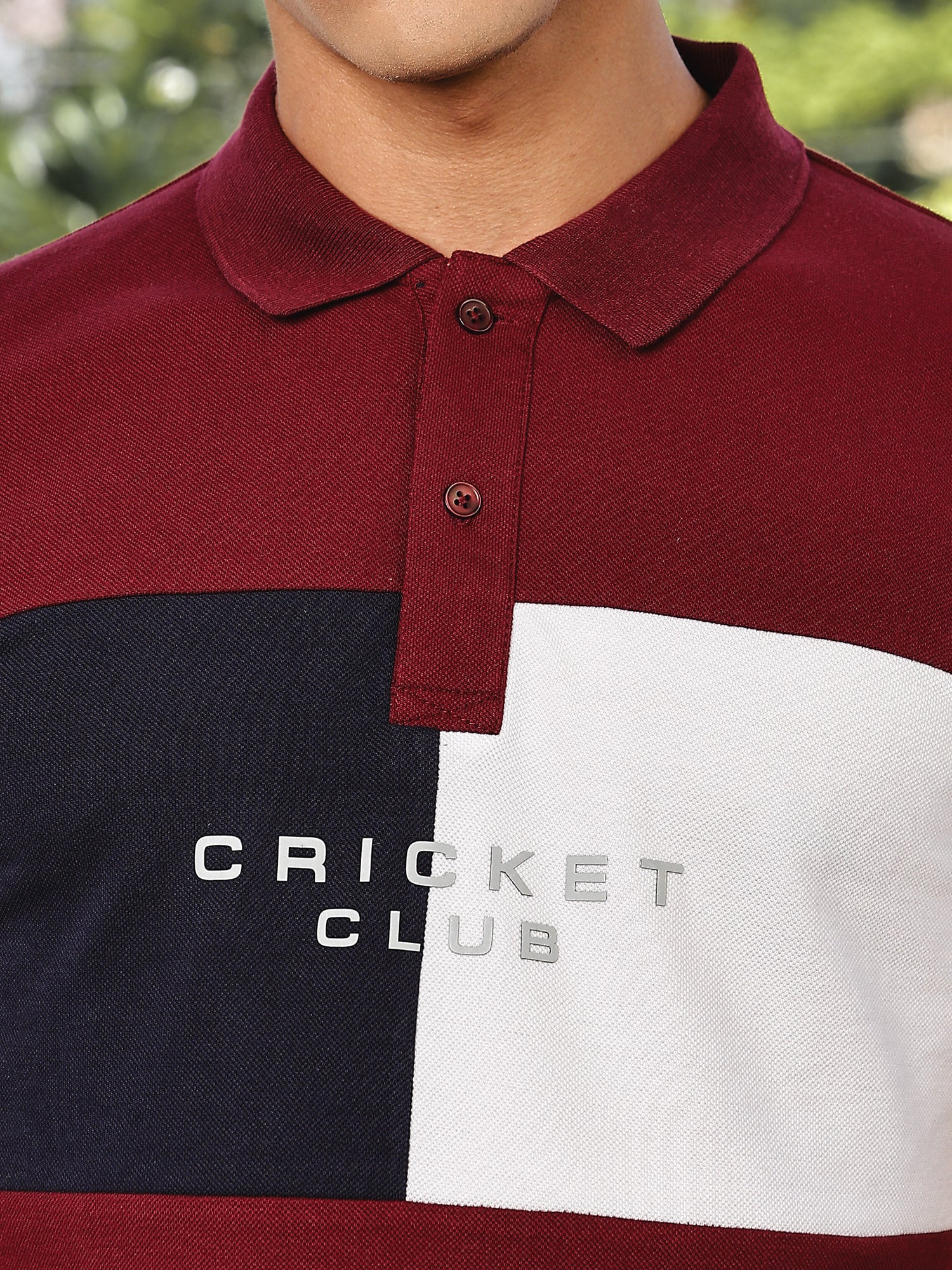 Thomas Scott Men Burgundy Regular Fit Short Sleeves Typography Polo Collar Knitted Tshirt