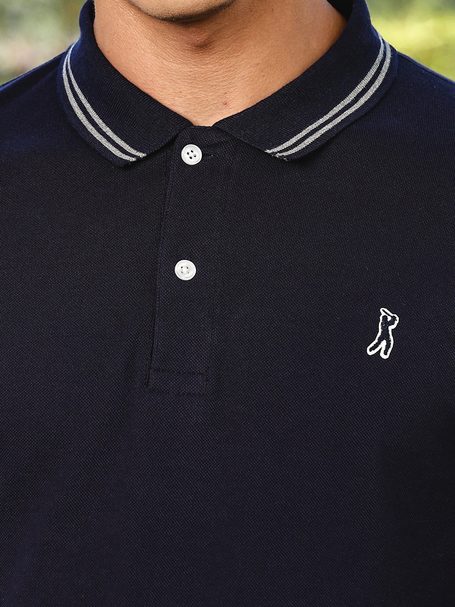 Thomas Scott Men Navy Regular Fit Short Sleeves Solid Polo Collar Knitted Tshirt