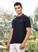 Thomas Scott Men Navy Regular Fit Short Sleeves Solid Polo Collar Knitted Tshirt