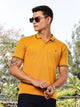 Thomas Scott Men Mustard Regular Fit Short Sleeves Solid Polo Collar Knitted Tshirt