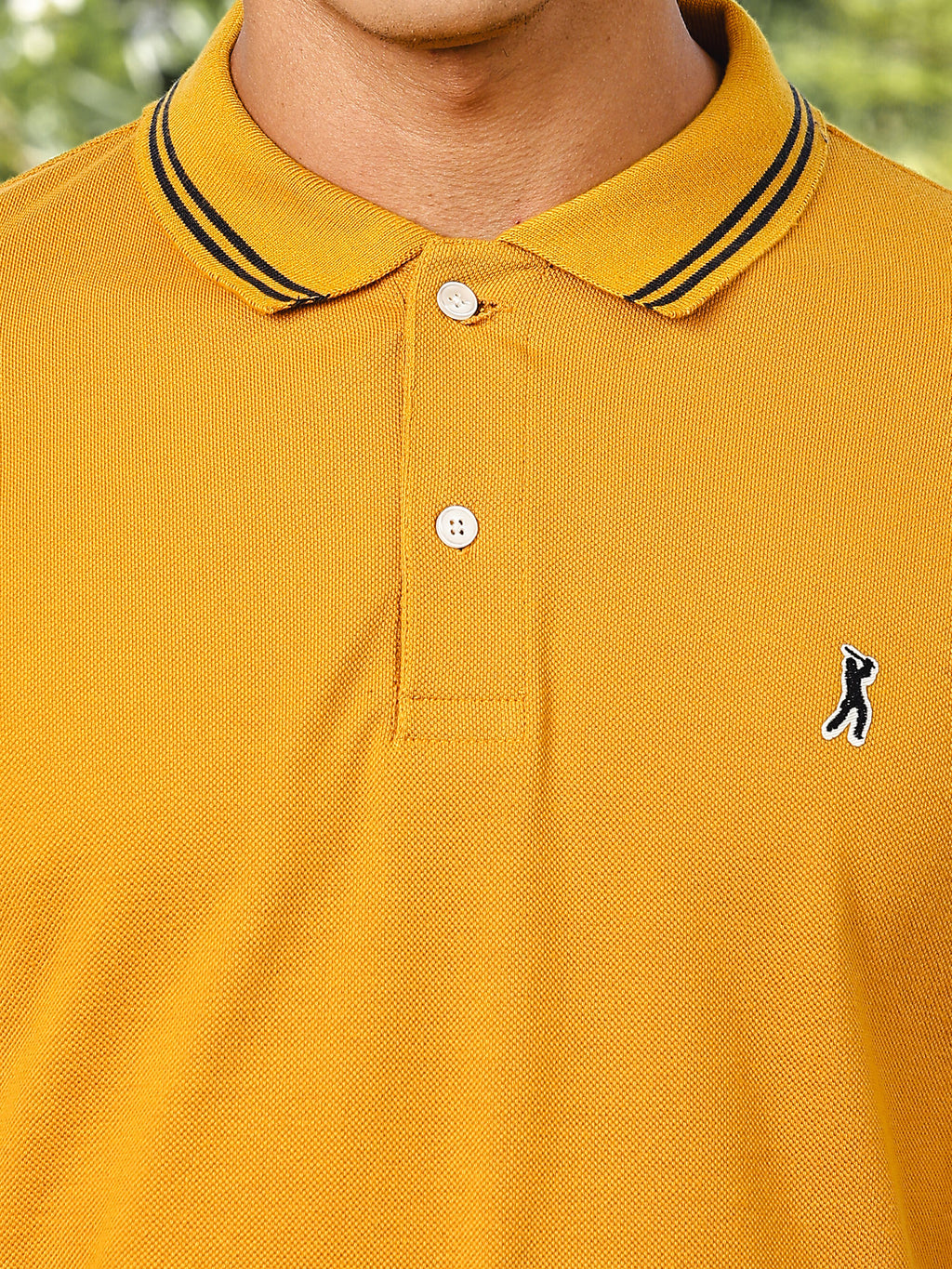 Thomas Scott Men Mustard Regular Fit Short Sleeves Solid Polo Collar Knitted Tshirt