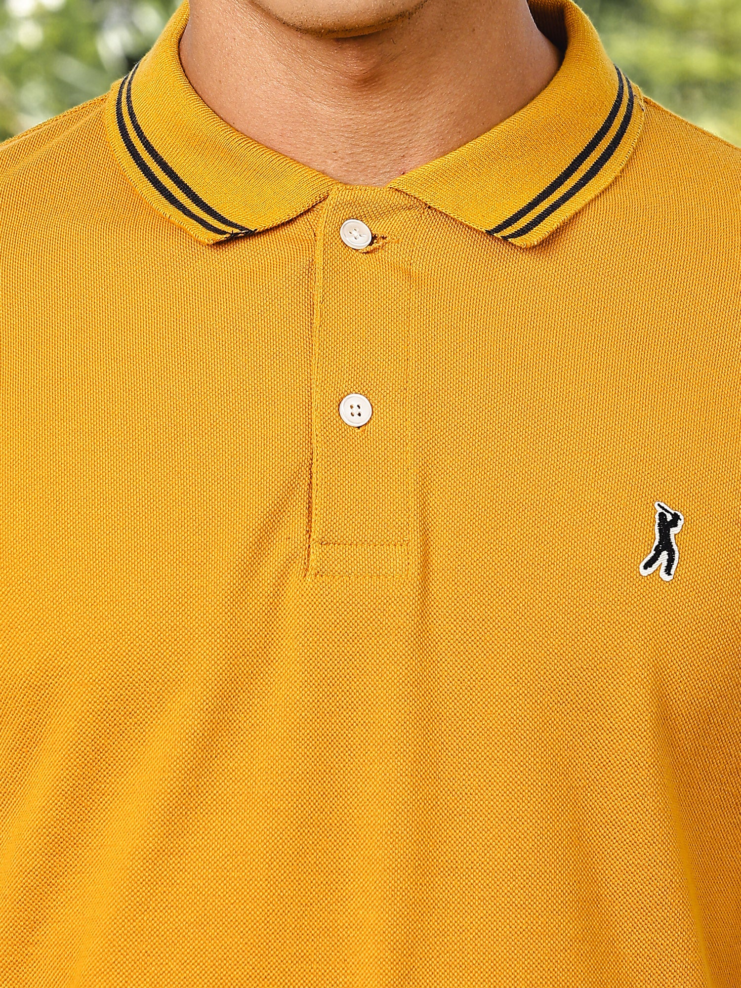 Thomas Scott Men Mustard Regular Fit Short Sleeves Solid Polo Collar Knitted Tshirt