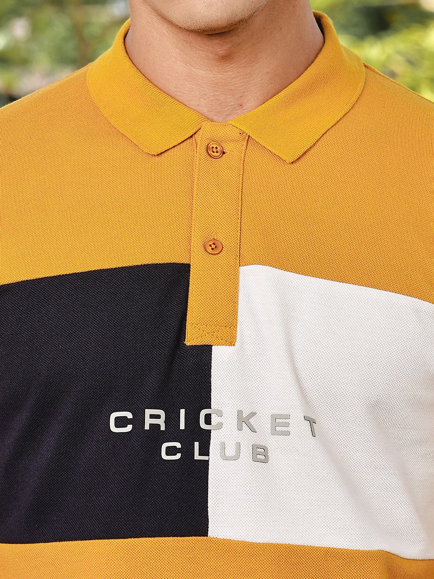 Thomas Scott Men Yellow Regular Fit Short Sleeves Typography Polo Collar Knitted Tshirt