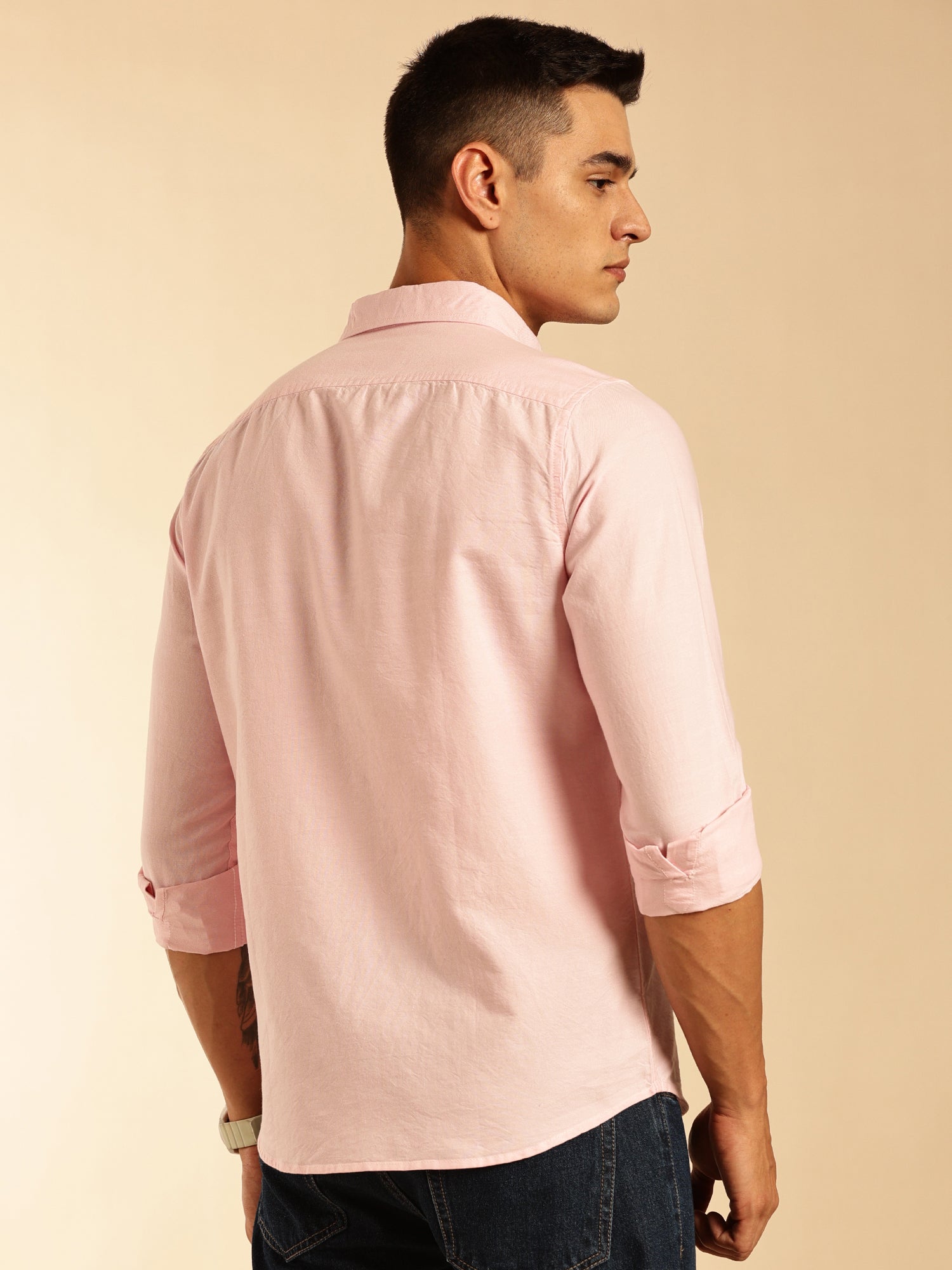 Thomas Scott Men Pink Slim Fit Long Sleeves Button-Down Collar Oxford Casual Shirt