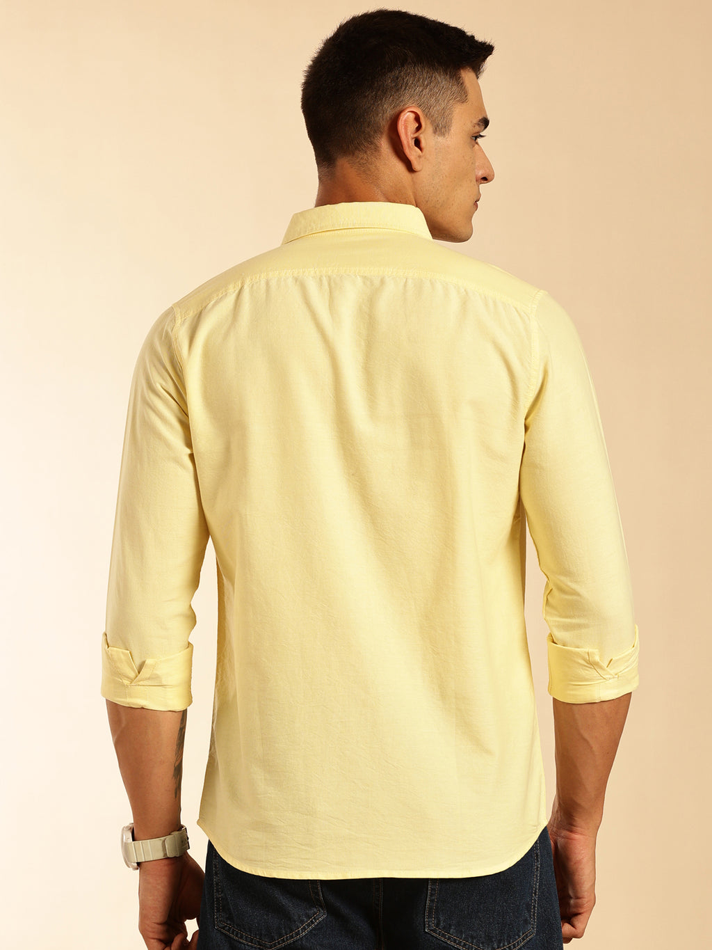 Thomas Scott Men Yellow Slim Fit Long Sleeves Button-Down Collar Oxford Casual Shirt