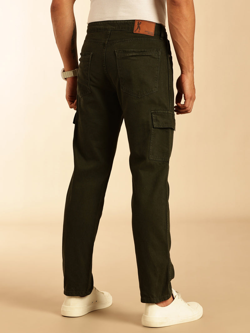 Thomas Scott Men Dark Green Loose Fit Mid-Rise Non Stretchable Cargo Jeans