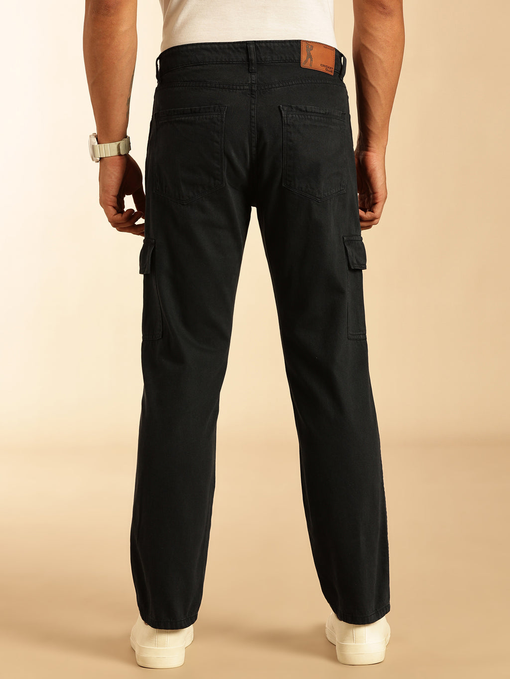 Thomas Scott Men Navy Blue Loose Fit Mid-Rise Non Stretchable Cargo Jeans
