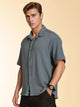 Thomas Scott Men Blue Regular Fit Short Sleeves Cuban Collar Seersucker Shirt