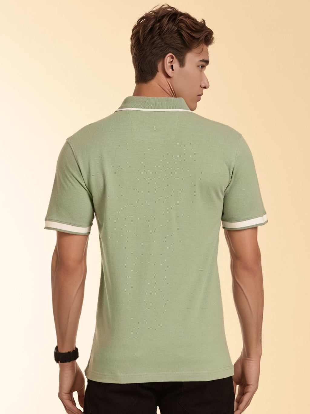 Thomas Scott Men Pista Regular Fit Short Sleeves Knitted Polo Collar T-shirt
