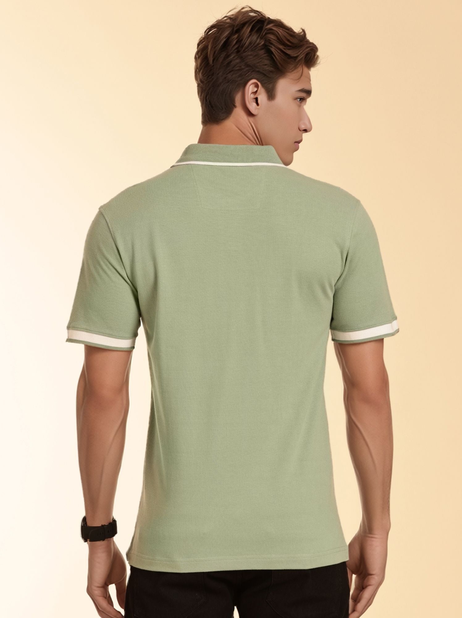 Thomas Scott Men Pista Regular Fit Short Sleeves Knitted Polo Collar T-shirt