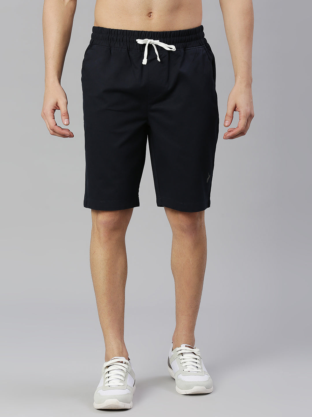 Thomas Scott Men Navy Slim Fit Mid-Rise Solid Woven Shorts