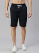 Navy Slim Fit Mid-Rise Solid Woven Shorts For Men