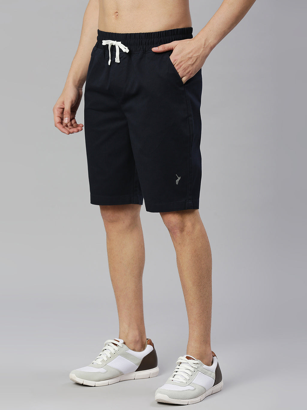 Thomas Scott Men Navy Slim Fit Mid-Rise Solid Woven Shorts