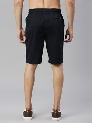 Thomas Scott Men Navy Slim Fit Mid-Rise Solid Woven Shorts