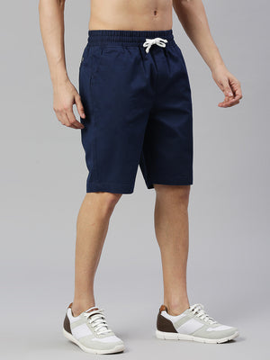Thomas Scott Men Royal Blue Slim Fit Mid-Rise Solid Woven Shorts